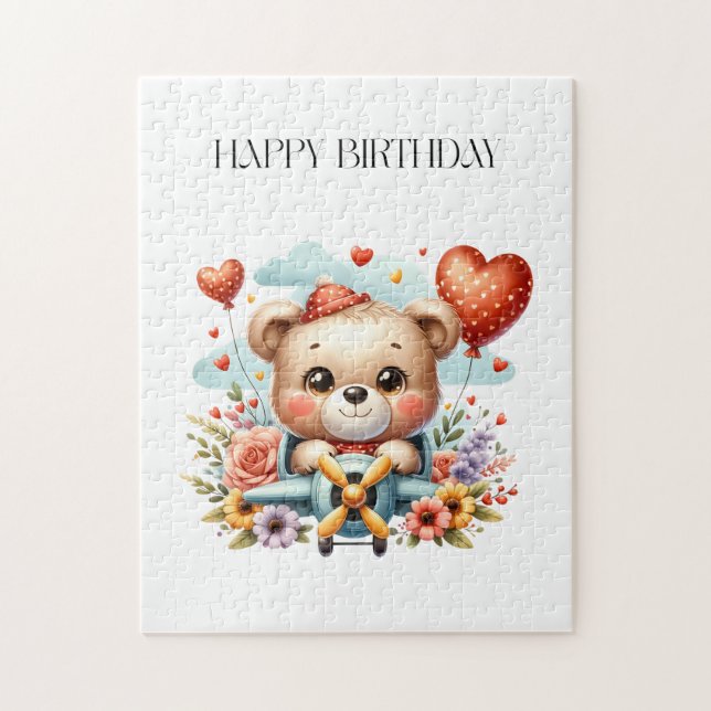 Teddy Bear Pilot Birthday Jigsaw Puzzle (Vertical)