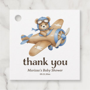Teddy Bear Pilot Boy Baby Shower Favour Tags