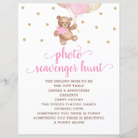 Teddy Bear Pink And Gold Photo Scavenger Hunt Game
