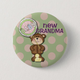 Teddy Bear Pink and Green 6 Cm Round Badge