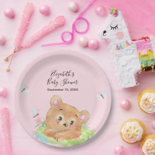 Teddy Bear Pink Baby Girl Shower Gift  Paper Plate
