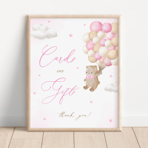 Teddy Bear Pink Baby Shower Cards & Gifts Poster