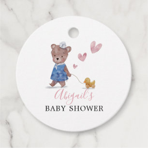 Teddy Bear Pink Baby Shower Favour Tags