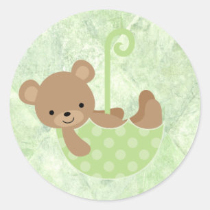 Teddy Bear Pink Baby Shower Stickers