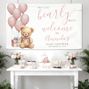 Teddy Bear Pink Baby Shower Welcome Banner