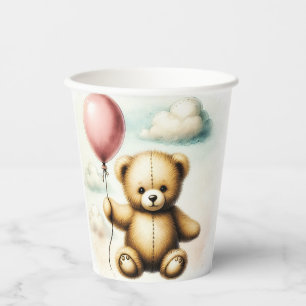 Teddy Bear Pink Balloon Bearly Wait Baby Shower  Paper Cups