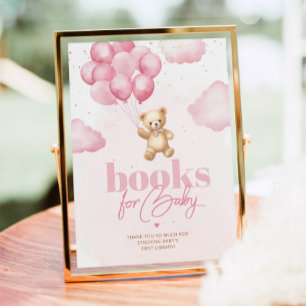 Teddy bear pink balloons baby girl Books for baby Poster
