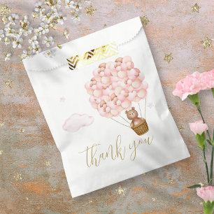 Teddy Bear Pink Balloons Baby Shower Thank You Favour Bag