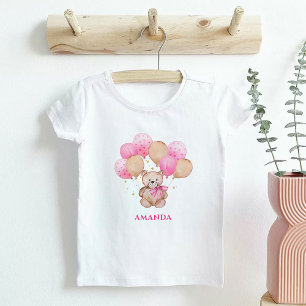 Teddy bear pink balloons Baby T-Shirt