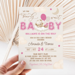 Teddy Bear Pink Boho Girl Baby Shower Invitation