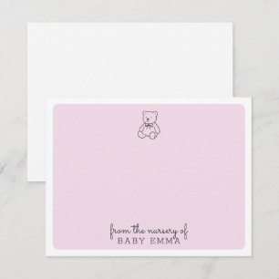 Teddy bear, pink from the nursery of card