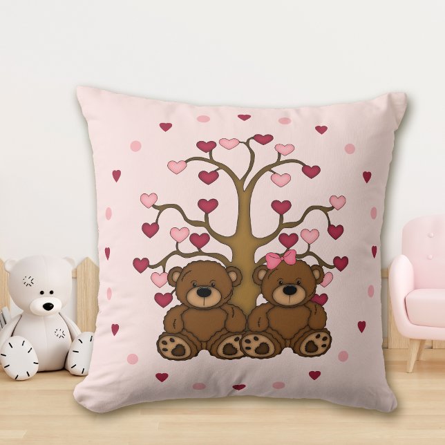 Teddy Bear Pink Heart Tree Cushion (Creator Uploaded)