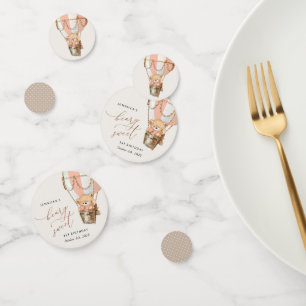 Teddy Bear, Pink Hot Air Balloon, First Birthday Confetti