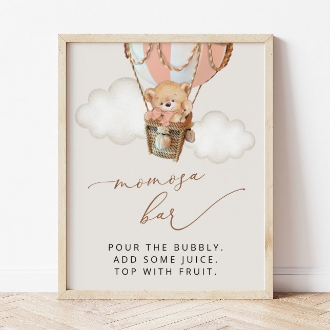 Teddy Bear, Pink Hot Air Balloon, Momosa Bar Poster (Creator Uploaded)