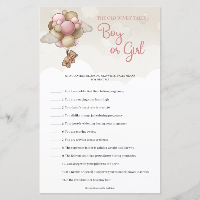 Teddy bear pink ivory Guess Boy Or Girl tales (Front)