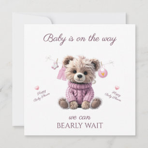 Teddy Bear pink jumper Congratulations Card
