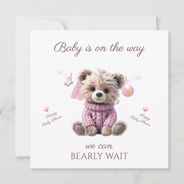 Teddy Bear pink jumper Congratulations Card (Front)