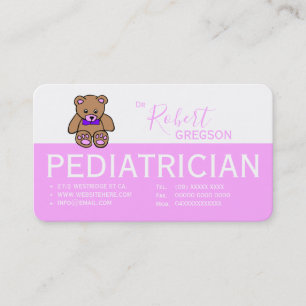 Teddy Bear Pink  Paediatrician Appointment Card