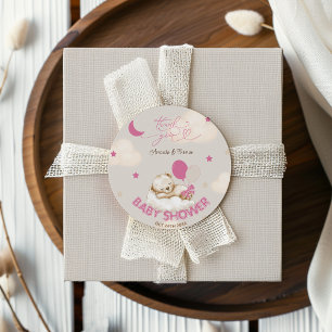 Teddy Bear Pink Preppy Baby Shower Thank You Classic Round Sticker