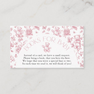Teddy Bear Pink Toile Books for Baby Shower Enclos Enclosure Card