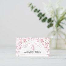 Teddy Bear Pink Toile Diaper Raffle Baby Shower