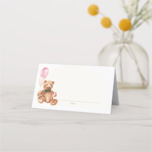 Teddy Bear Pink We Can Bearly Wait Place Card