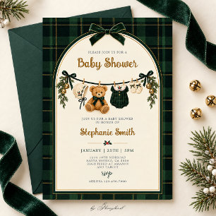 Teddy Bear Plaid Baby Shower Invitation