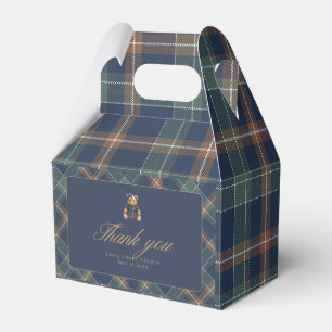 Teddy Bear Plaid Girl Baby Shower Favor  Favour Box