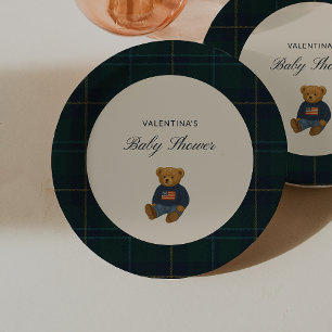 Teddy Bear Polo Baby Shower Paper Plates -