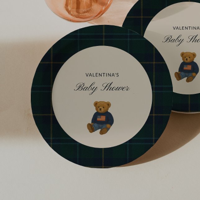 Teddy Bear Polo Baby Shower Paper Plates - (Creator Uploaded)