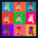 Teddy Bear Pop Art Poster<br><div class="desc">Colorful pop Art teddy bears design</div>