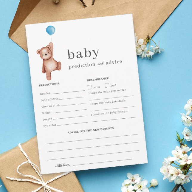 Teddy Bear Prediction and Advice Baby Shower Invitation (Creator Uploaded)