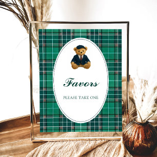 Teddy Bear Preppy Baby Shower Favors Poster