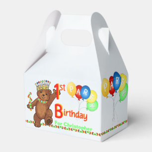 Teddy Bear Prince 1st Birthday Party Custom Favour Box