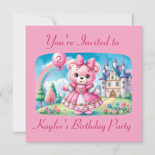 Teddy Bear Princess Invitation (Front)