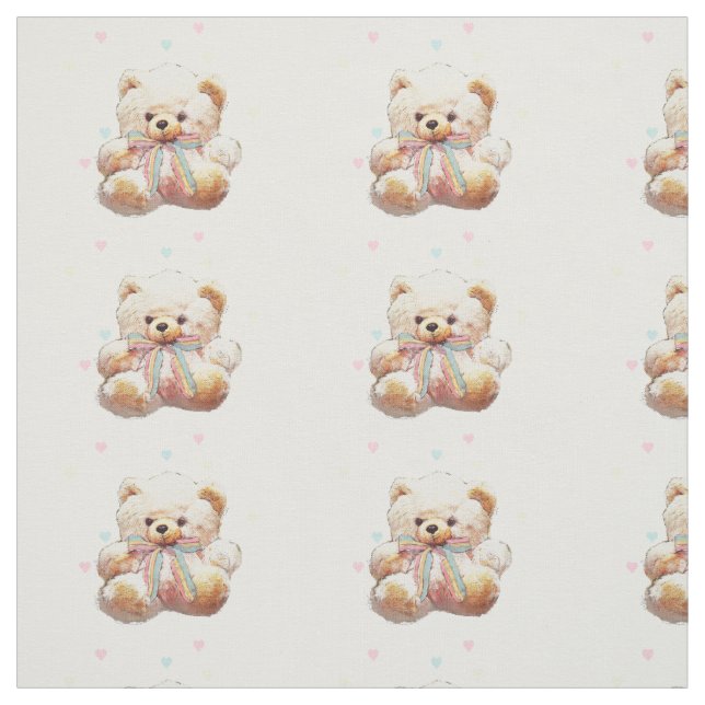 Teddy Bear Print Fabric Material (Swatch)