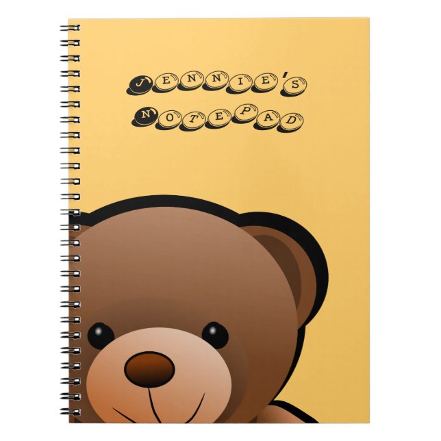 Teddy Bear Print Personalised Notebook (Front)