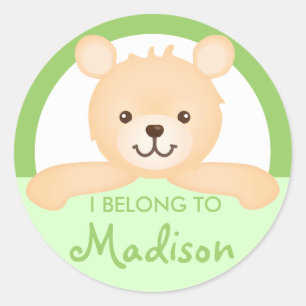Teddy Bear Property Label (green)
