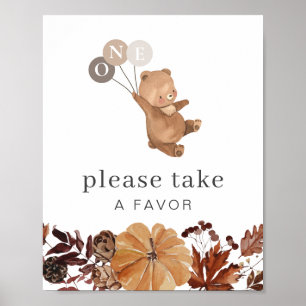 Teddy Bear Pumpkin - 1st Birthday - Favour Sign