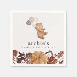 Teddy Bear Pumpkin - 1st Birthday Napkin
