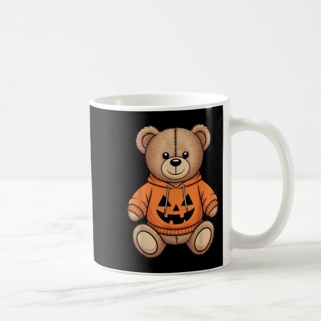Teddy Bear Pumpkin Graphic Fall Halloween  Coffee Mug (Right)