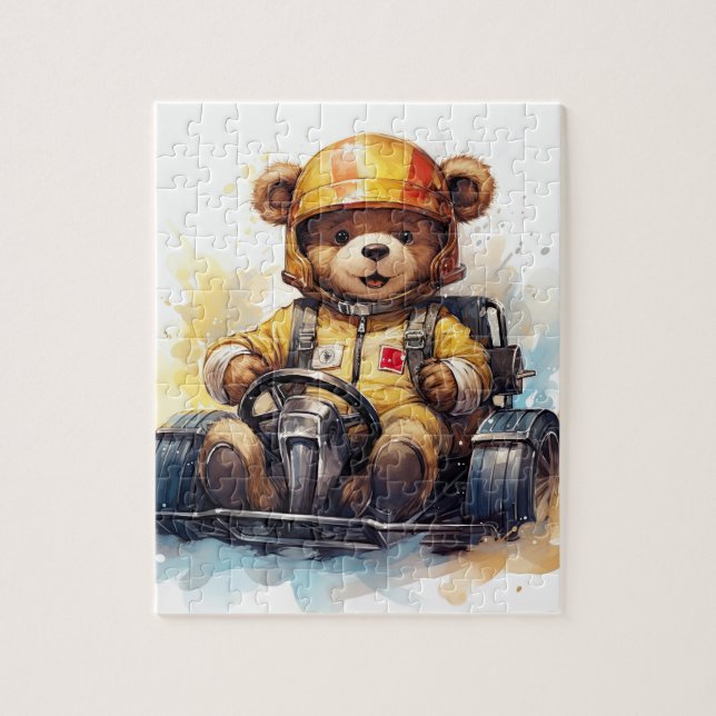 Teddy Bear Racing Car Driver puzzel Jigsaw Puzzle (Vertical)