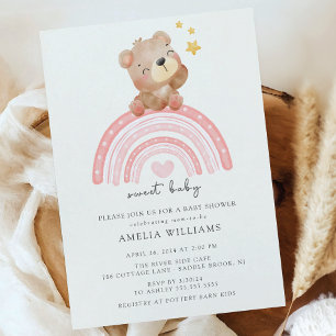 Teddy Bear Rainbow Baby Shower  Invitation
