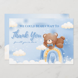 Teddy Bear Rainbow Boys Baby Shower Thank You Card