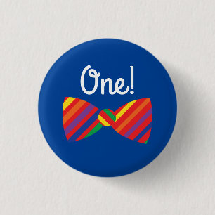 Teddy Bear Rainbow Cute 1st Birthday Party 3 Cm Round Badge