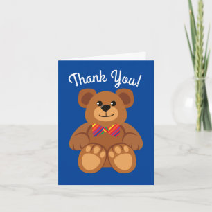Teddy Bear Rainbow Cute 1st Birthday Party Card