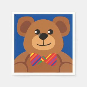 Teddy Bear Rainbow Cute 1st Birthday Party Napkin