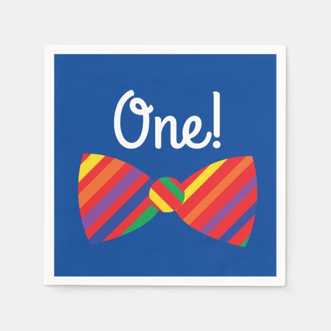 Teddy Bear Rainbow Cute 1st Birthday Party Napkin (Front)