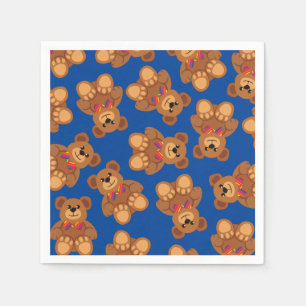 Teddy Bear Rainbow Cute 1st Birthday Party Napkin
