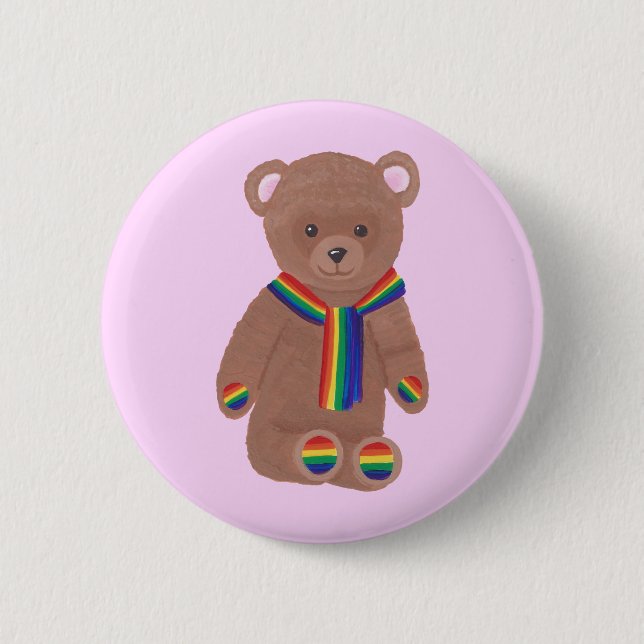 Teddy Bear, Rainbow Scarf and Paws, Gay Buttons (Front)